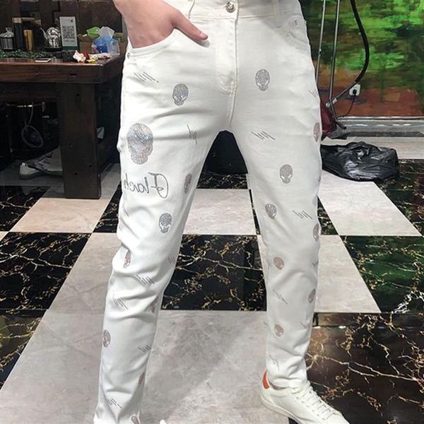 hip hop skinny white pencil pants 2022 news streetwear slim zipper men jeans homme diamonds skull style male biker patch pant 29-33407, Blue
hip hop skinny white pencil pants 2022 news streetwear slim zipper men jeans homme diamonds skull style male biker patch pant 29-33407, Blue