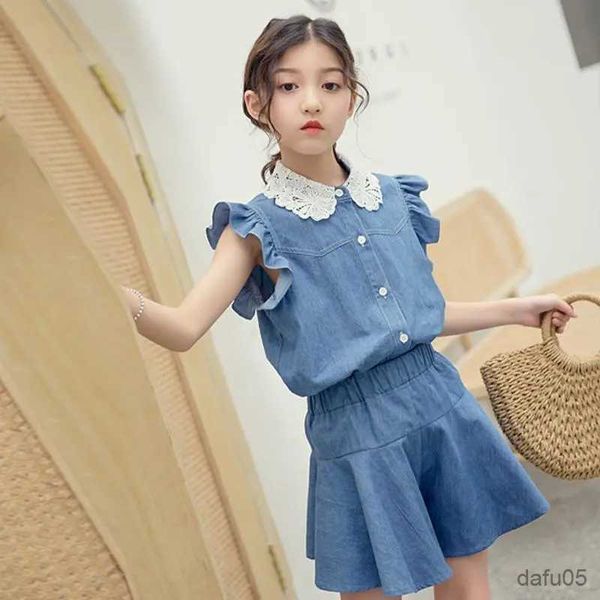 clothing sets girls denim suit 2023 summer new baby short sleeve blouse +shorts pc set children wid-leg short pants kids outfits r230812, White
clothing sets girls denim suit 2023 summer new baby short sleeve blouse +shorts pc set children wid-leg short pants kids outfits r230812, White