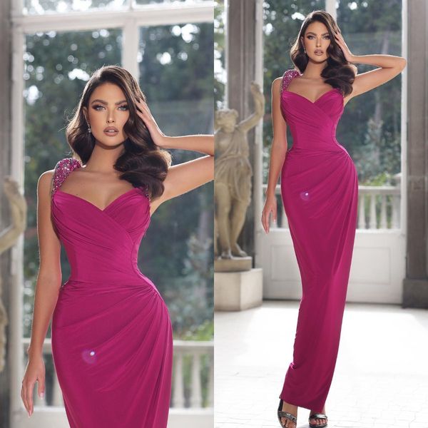 rosy pink prom dresses beads straps evening dress pleats formal long special occasion party dress, Black
rosy pink prom dresses beads straps evening dress pleats formal long special occasion party dress, Black