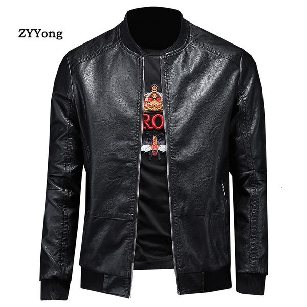 men's jackets men leather jacket stand collar coat spring autumn casual slim big pu zipper 4xl male moto biker coats outerwear 230812, Black;brown 
men's jackets men leather jacket stand collar coat spring autumn casual slim big pu zipper 4xl male moto biker coats outerwear 230812, Black;brown