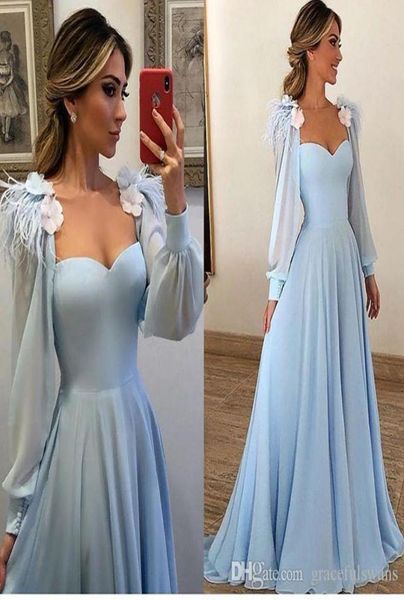 sweetheart long sleeve formal evening dresses blue chiffon a line elegant evening gowns flowers feathers long prom dresses 2019 ne3033530, Black;red
sweetheart long sleeve formal evening dresses blue chiffon a line elegant evening gowns flowers feathers long prom dresses 2019 ne3033530, Black;red