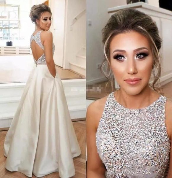 2019 sparkle crystals prom dresses jewel neck open back beaded satin party dresses a line floor length evening gowns wit7666414, Black
2019 sparkle crystals prom dresses jewel neck open back beaded satin party dresses a line floor length evening gowns wit7666414, Black