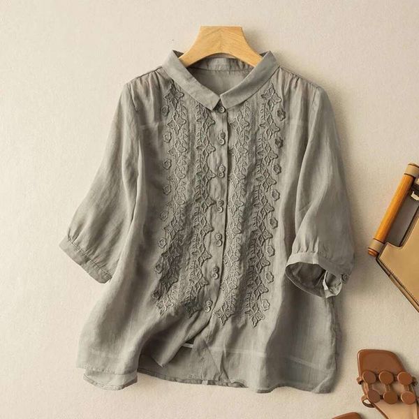 cotton and linen shirts ethnic embroidery cardigan female summer vintage small shirt sun protection clothing, White
cotton and linen shirts ethnic embroidery cardigan female summer vintage small shirt sun protection clothing, White