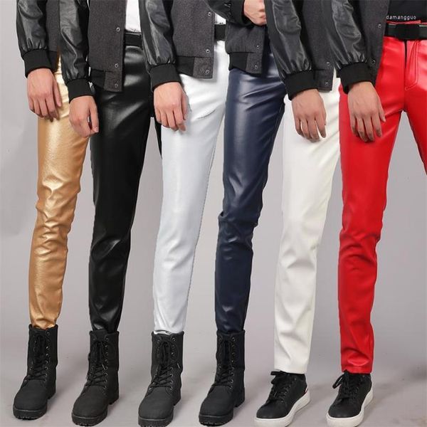 men's pants men's tsingyi spring summer moto skinny elastic faux leather men black gold white thin pu trousers brand clo253j
men's pants men's tsingyi spring summer moto skinny elastic faux leather men black gold white thin pu trousers brand clo253j