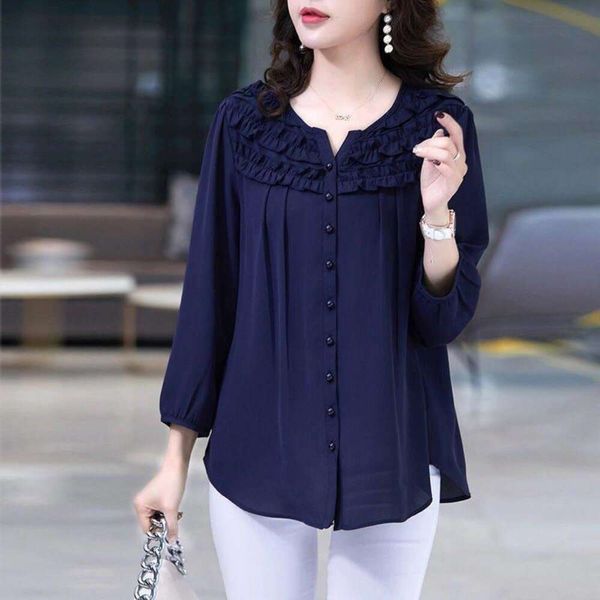 loose large size chiffon shirt for fat women pounds nine point sleeves western style cardigan mothers base top, White
loose large size chiffon shirt for fat women pounds nine point sleeves western style cardigan mothers base top, White