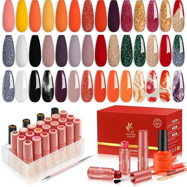 26pcs gel nail polish kit: 21 colors + glitter + base coat + blooming gel + marble effect + double-ended nail art pen - perfect for hallowee
26pcs gel nail polish kit: 21 colors + glitter + base coat + blooming gel + marble effect + double-ended nail art pen - perfect for hallowee