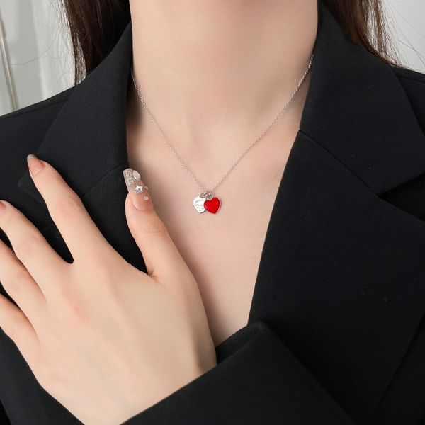 luxury double heart necklace designer women stainless steel pandant multicolor 18k gold plated wedding party jewelry gift, Silver
luxury double heart necklace designer women stainless steel pandant multicolor 18k gold plated wedding party jewelry gift, Silver