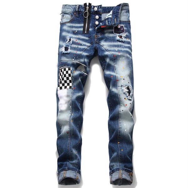 unique mens distressed badge blue skinny jeans fashion designer slim fit washed motocycle denim pants panelled hip hop biker trous307d
unique mens distressed badge blue skinny jeans fashion designer slim fit washed motocycle denim pants panelled hip hop biker trous307d