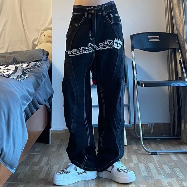 men's jeans y2k retro embroidered denim trousers high street wide leg pants loose casual letter patch jeans 230811, Blue
men's jeans y2k retro embroidered denim trousers high street wide leg pants loose casual letter patch jeans 230811, Blue