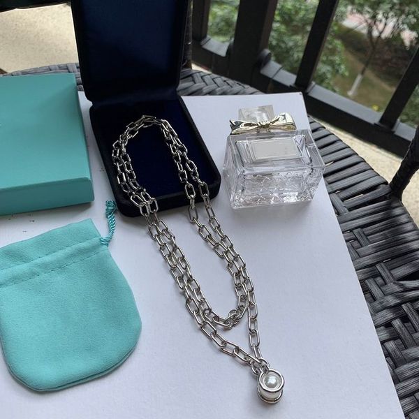 2023 lovely cute pendant necklaces long silver thick stainless steel chain pearl design women necklace with dust bag and box 
2023 lovely cute pendant necklaces long silver thick stainless steel chain pearl design women necklace with dust bag and box