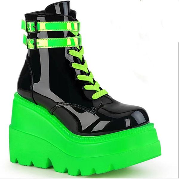 boots punk green patent leather boots for women platform faux leather ankle boots thick bottom fashion 230811, Black
boots punk green patent leather boots for women platform faux leather ankle boots thick bottom fashion 230811, Black