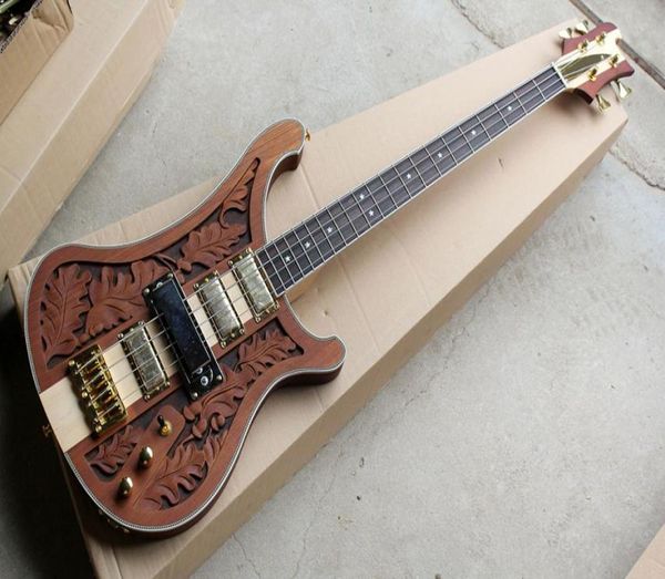 red brown electric bass guitar with 4 strings and gold hardware leaves the threedimensional sculpturewhite pearl stars inlay3685575
red brown electric bass guitar with 4 strings and gold hardware leaves the threedimensional sculpturewhite pearl stars inlay3685575
