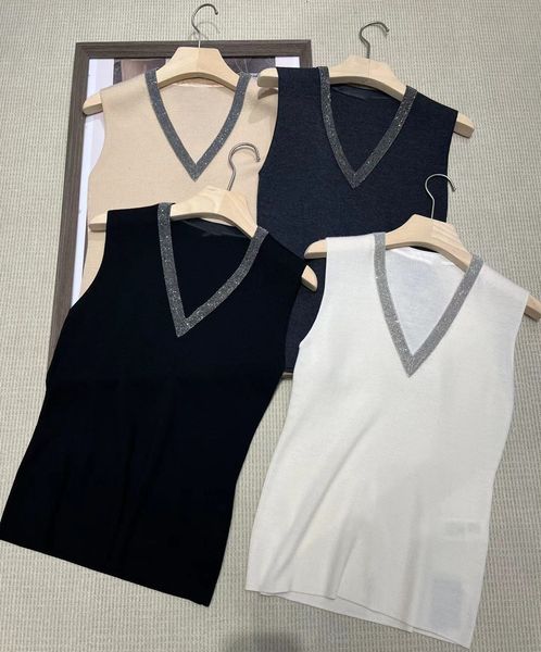 women's sweaters naizaiga 100 superfine merino wool vneck beadding white black gray women summer sleeveless vest qwx ny287 230811 
women's sweaters naizaiga 100 superfine merino wool vneck beadding white black gray women summer sleeveless vest qwx ny287 230811