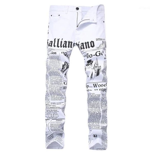 men's jeans mens autumn denim trousers letter spaper printing casual white pants male painted skinny plus size300h, Blue
men's jeans mens autumn denim trousers letter spaper printing casual white pants male painted skinny plus size300h, Blue