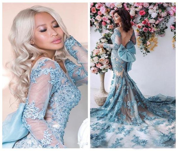 sheer long sleeves mermaid prom dresses backless bow evening dress full lace applique beaded tulle celebrity vestidos de soiree8210683, Black
sheer long sleeves mermaid prom dresses backless bow evening dress full lace applique beaded tulle celebrity vestidos de soiree8210683, Black