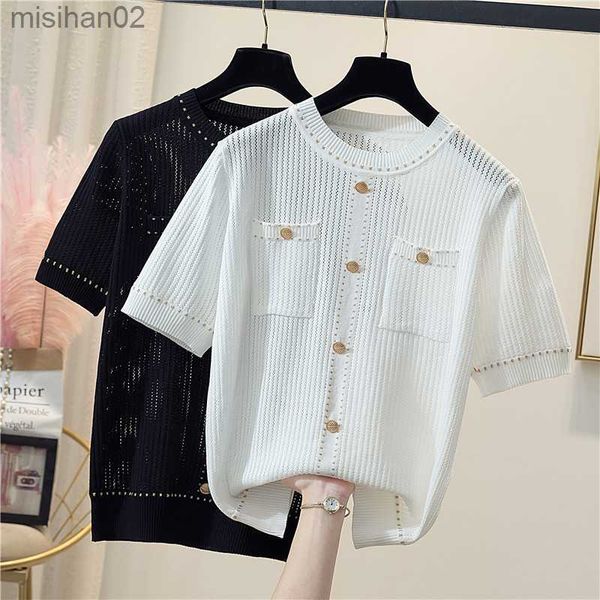 women's knits tees basic women's sweaters 2023 thin summer hollow out knit sweater oversize female chic female loose jumper pull k, White
women's knits tees basic women's sweaters 2023 thin summer hollow out knit sweater oversize female chic female loose jumper pull k, White
