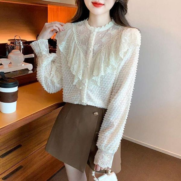 autumn korean fashion blouses lace splicing ruffled design all matching long sleeved shirt for women, White
autumn korean fashion blouses lace splicing ruffled design all matching long sleeved shirt for women, White