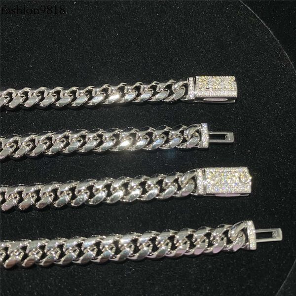 full iced out moissanite diamond box clasp hip hop necklace fashion fine jewelry bracelet sterling sier cuban link chain, Silver
full iced out moissanite diamond box clasp hip hop necklace fashion fine jewelry bracelet sterling sier cuban link chain, Silver