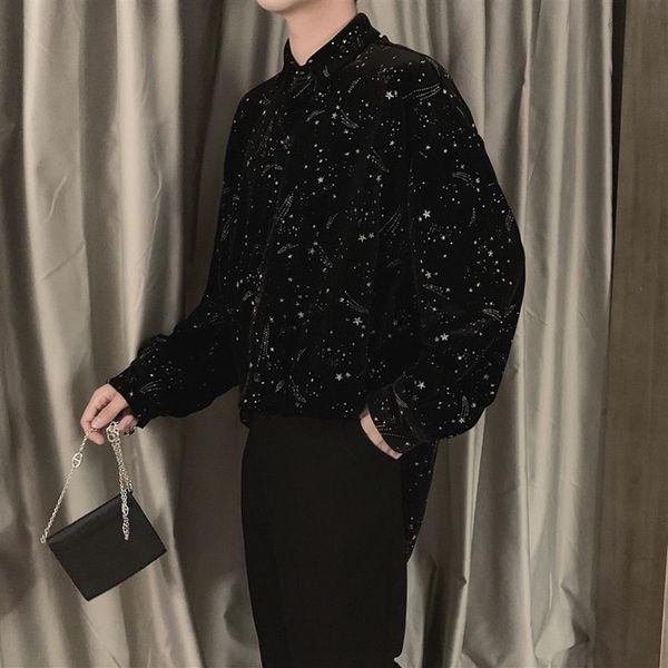 black blouse men clothes 2020 spring korean style unique star shining velvet shirts mens casual loose velvet long sleeve158f, White;black
black blouse men clothes 2020 spring korean style unique star shining velvet shirts mens casual loose velvet long sleeve158f, White;black