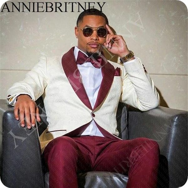 men's suits & blazers white jacquard mens suit burgundy shawl collar for wedding 2021 man groom tuxedo custom made prom male 216s, White;black
men's suits & blazers white jacquard mens suit burgundy shawl collar for wedding 2021 man groom tuxedo custom made prom male 216s, White;black