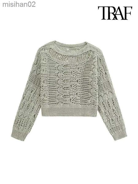 women's knits tees traf women fashion cropped open knit sweater vintage o neck long sleeve female pullovers chic hkd230812, White
women's knits tees traf women fashion cropped open knit sweater vintage o neck long sleeve female pullovers chic hkd230812, White
