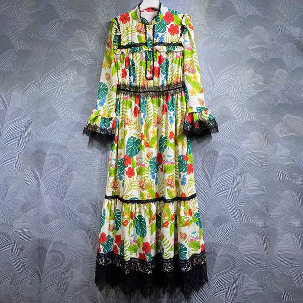 color contrast printed designer dress with black lace, wooden ear edge, button up stand up collar, long sleeved dress, Black;gray
color contrast printed designer dress with black lace, wooden ear edge, button up stand up collar, long sleeved dress, Black;gray