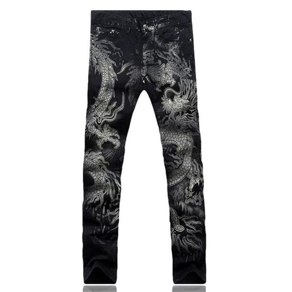 men's jeans men pants slim fit fashion dragon print male colored drawing painted denim elastic black cargo281u, Blue
men's jeans men pants slim fit fashion dragon print male colored drawing painted denim elastic black cargo281u, Blue