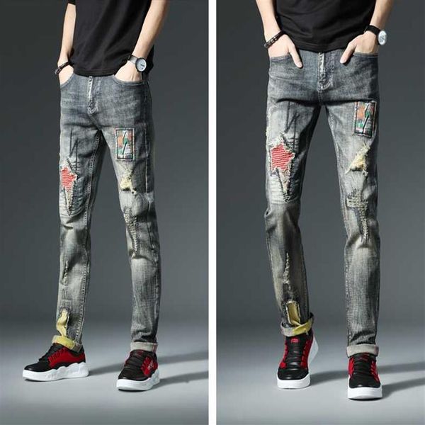fashion vintage men jeans slim fit embroidery patch designer ripped jeans men hip hop pants streetwear biker285p, Blue
fashion vintage men jeans slim fit embroidery patch designer ripped jeans men hip hop pants streetwear biker285p, Blue