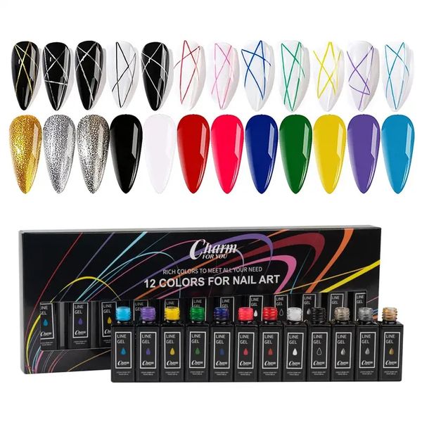 12pcs spider gel pulling glue set - semi-permanent nail art liner color gel for professional nail artists
12pcs spider gel pulling glue set - semi-permanent nail art liner color gel for professional nail artists