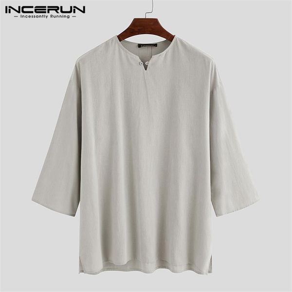 incerun vintage cotton linen men shirt 3 4 sleeve casual loose v neck solid color mens pullovers retro streetwear camisa 2020267x, White;black
incerun vintage cotton linen men shirt 3 4 sleeve casual loose v neck solid color mens pullovers retro streetwear camisa 2020267x, White;black