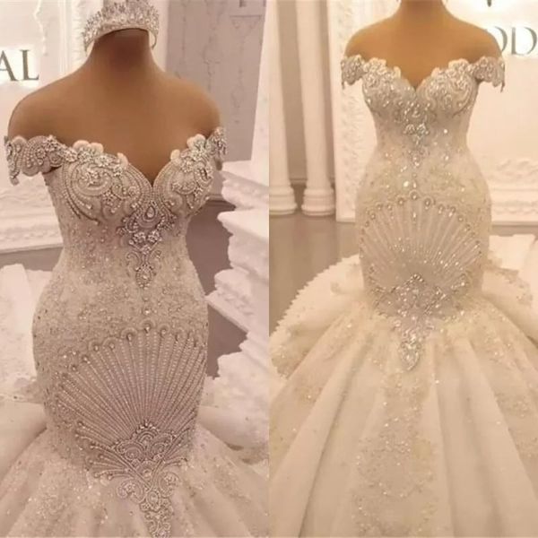 gorgeous sweetheart beads crystal mermaid wedding dresses bridal gowns lace appliqued off the shoulder tiered sweep train arabic robe de, White
gorgeous sweetheart beads crystal mermaid wedding dresses bridal gowns lace appliqued off the shoulder tiered sweep train arabic robe de, White