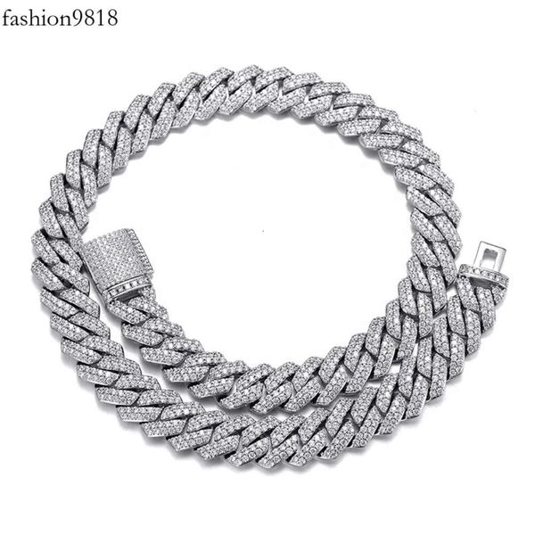18mm hip hop jewelry 24inch iced out bling sier rapper vvs moissanite diamond cuban chain, Silver
18mm hip hop jewelry 24inch iced out bling sier rapper vvs moissanite diamond cuban chain, Silver