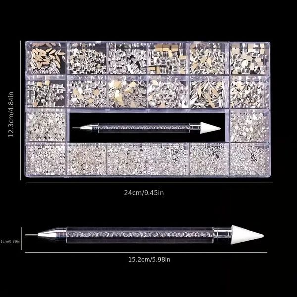 21 grids nail art transparent rhinestones set, glossy crystal glass ab rhinestone gems for nails decoration, stones gems set with drill pen,
21 grids nail art transparent rhinestones set, glossy crystal glass ab rhinestone gems for nails decoration, stones gems set with drill pen,