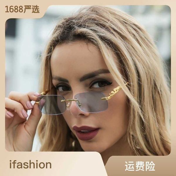 cheetah decorative frameless square sunglasses color leopard head metal sunglasses for men and women 2572, White;black
cheetah decorative frameless square sunglasses color leopard head metal sunglasses for men and women 2572, White;black