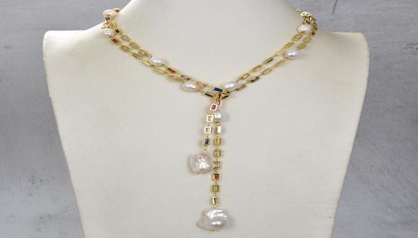guaiguai jewelry cultured white keshi pearl rectanle cz pave chain necklace 50quot long necklace handmade for women real gems st9167266, Silver
guaiguai jewelry cultured white keshi pearl rectanle cz pave chain necklace 50quot long necklace handmade for women real gems st9167266, Silver