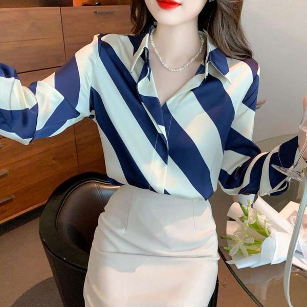 item title spring striped chiffon long sleeved shirt for women simple commutes autumn top, White
item title spring striped chiffon long sleeved shirt for women simple commutes autumn top, White