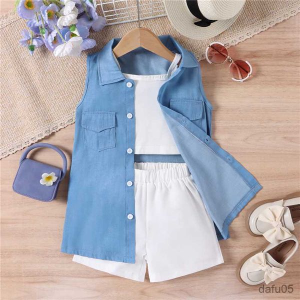 clothing sets girls summer clothing sets children outfits solid color sleeveless jacket shorts set kid clothes r230812, White
clothing sets girls summer clothing sets children outfits solid color sleeveless jacket shorts set kid clothes r230812, White