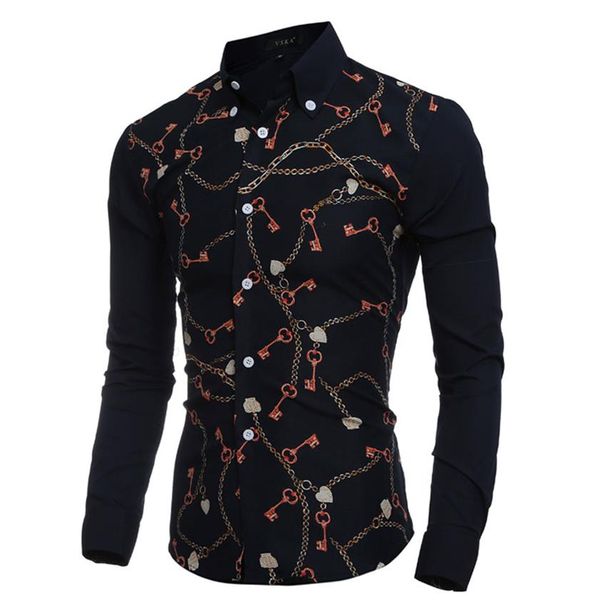 2020 fashion key & chain prints mens dress shirts long sleeve slim fit casual social camisas masculinas for man chemise homme305z, White;black
2020 fashion key & chain prints mens dress shirts long sleeve slim fit casual social camisas masculinas for man chemise homme305z, White;black