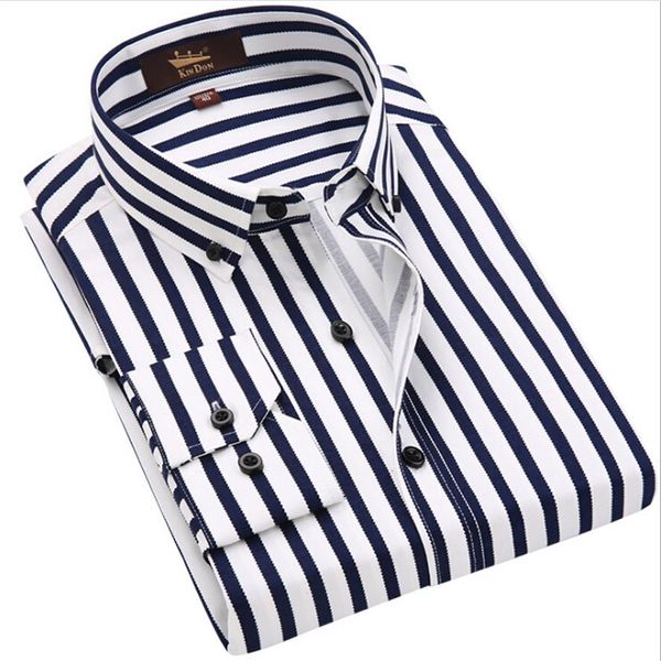 man long sleeved wide striped shirt stretch business casual shirt mens casual fashion shirt243r, White;black 
man long sleeved wide striped shirt stretch business casual shirt mens casual fashion shirt243r, White;black