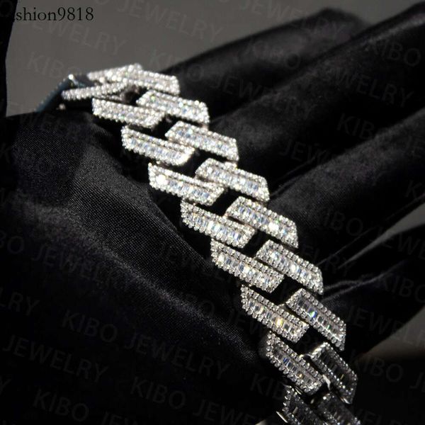 18mm baguette moissanite hip hop rapper jewelry bracelet mens diamond sier miami necklace iced out cuban link chain, Silver
18mm baguette moissanite hip hop rapper jewelry bracelet mens diamond sier miami necklace iced out cuban link chain, Silver