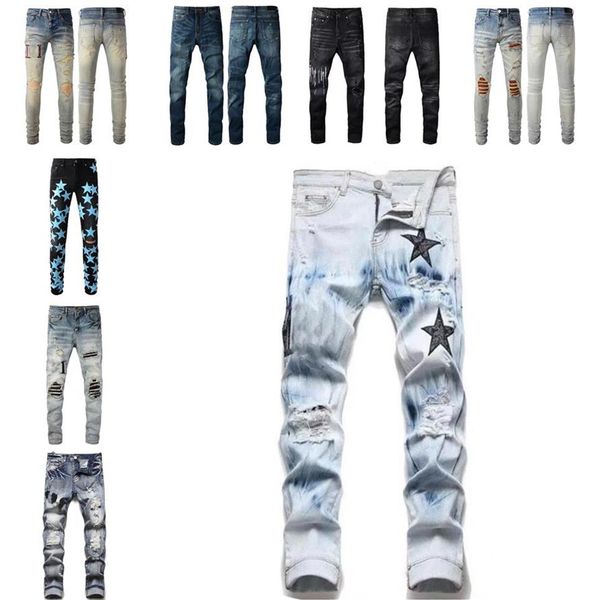 designer mens jeans purple denim high street black pants fashion holes trouser hip hop distressed zipper trousers for male258f, Blue
designer mens jeans purple denim high street black pants fashion holes trouser hip hop distressed zipper trousers for male258f, Blue