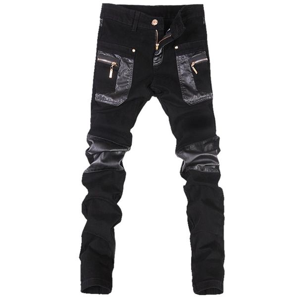 whole- korean style cool fashion mens punk pants with leather zippers black color tight skenny plus size 33 34 36 rock trouser3310
whole- korean style cool fashion mens punk pants with leather zippers black color tight skenny plus size 33 34 36 rock trouser3310