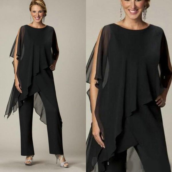 chic black chiffon mother of the bride suits asymmetrical simple wedding guest gowns jewel neck slit sleeves groom mom formal party wear, Black;red
chic black chiffon mother of the bride suits asymmetrical simple wedding guest gowns jewel neck slit sleeves groom mom formal party wear, Black;red
