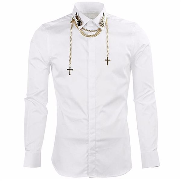 luxury men's shirts brand long sleeve shirts men with chain slim fit mens dress shirts casual chemise homme camisas hombre bl236n, White;black
luxury men's shirts brand long sleeve shirts men with chain slim fit mens dress shirts casual chemise homme camisas hombre bl236n, White;black