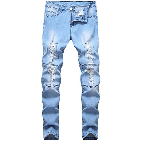 men's jeans men tide ripped trend pants long stretch slim hole destroyed light blue large size casual male230i
men's jeans men tide ripped trend pants long stretch slim hole destroyed light blue large size casual male230i