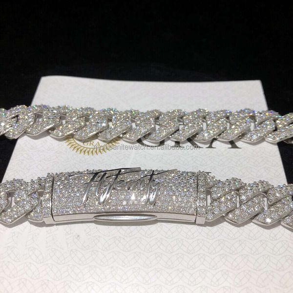 custom clasp vvs diamond moissanite cuban necklace sier gra iced out hip hop miami cuban link chain men jewelry, Silver
custom clasp vvs diamond moissanite cuban necklace sier gra iced out hip hop miami cuban link chain men jewelry, Silver