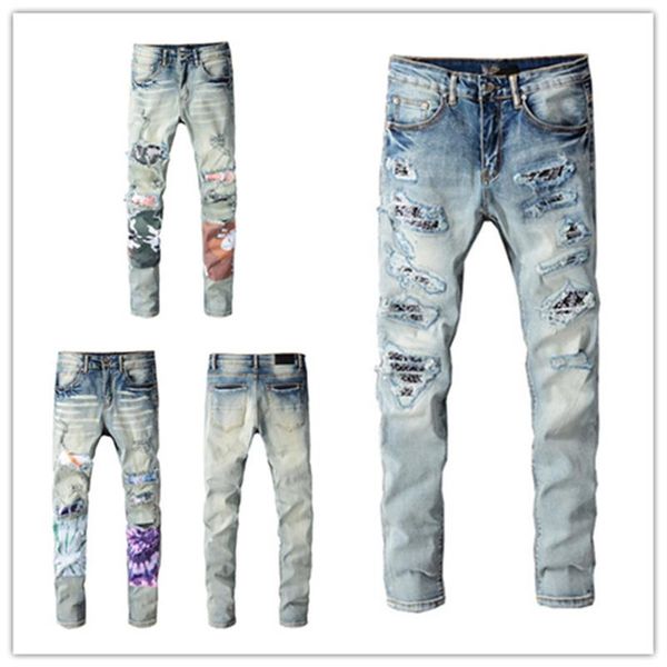 luxurys designer mens jeans design hole camouflage patch spliced ripped high street destroyed denim jean s us size w28330i, Blue
luxurys designer mens jeans design hole camouflage patch spliced ripped high street destroyed denim jean s us size w28330i, Blue