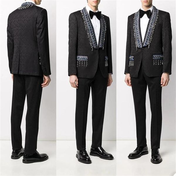 men's suits & blazers costume homme men 2 pieces luxury crystal one button slim fit formal business wedding caus281o, White;black
men's suits & blazers costume homme men 2 pieces luxury crystal one button slim fit formal business wedding caus281o, White;black