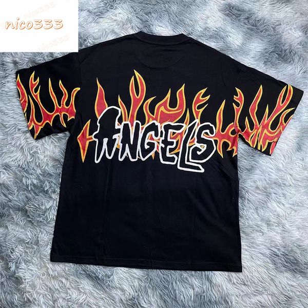 23ss new flame front and back letters cotton round neck loose hundred men and women casual short sleeve, White;black
23ss new flame front and back letters cotton round neck loose hundred men and women casual short sleeve, White;black
