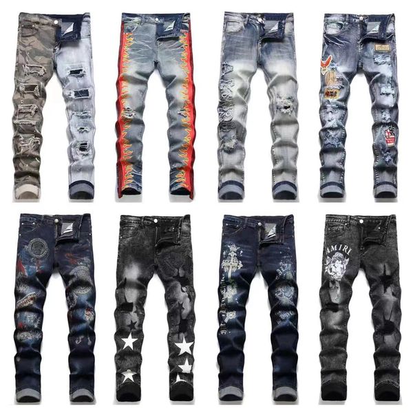 designer jeans black ripped jeans mens stretch embroidered men pants slim feet man print retro trend, Blue
designer jeans black ripped jeans mens stretch embroidered men pants slim feet man print retro trend, Blue